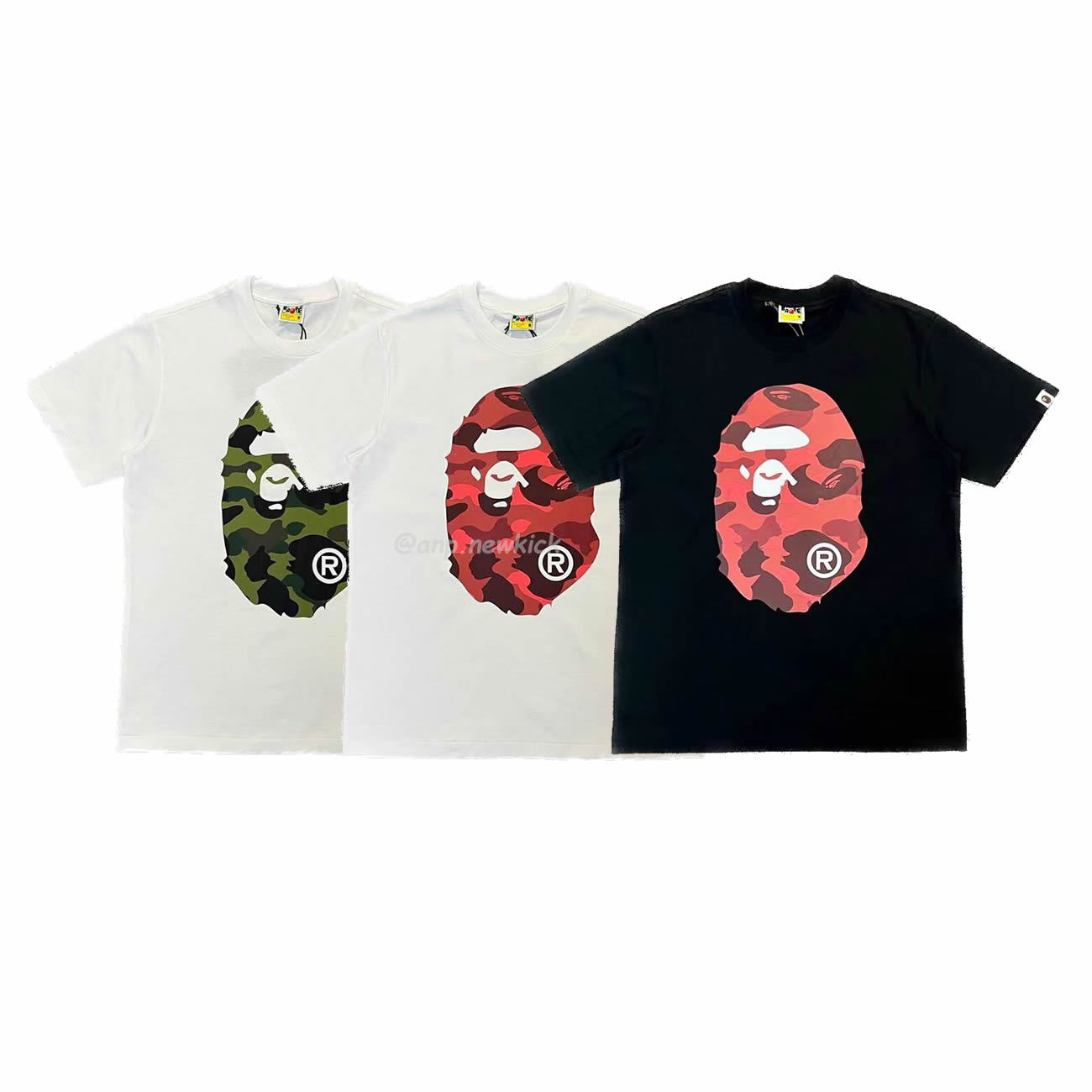 Bape Color Camo Big Ape Head Tee White Black White Green (1) - newkick.app